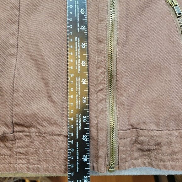 Quicksilver Jacket Womens Size Large Brown Sherpa Lined Faux Fur Moto QSW - Picture 10 of 12